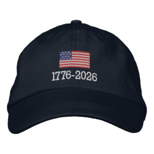 American Flag with Area to Add Text Embroidered Hat