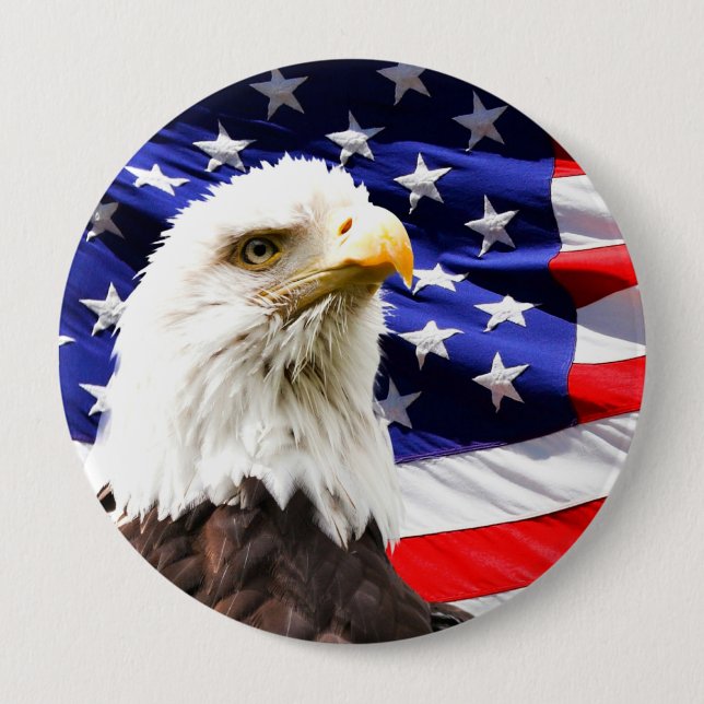 American Flag with Bald Eagle 10 Cm Round Badge (Front)