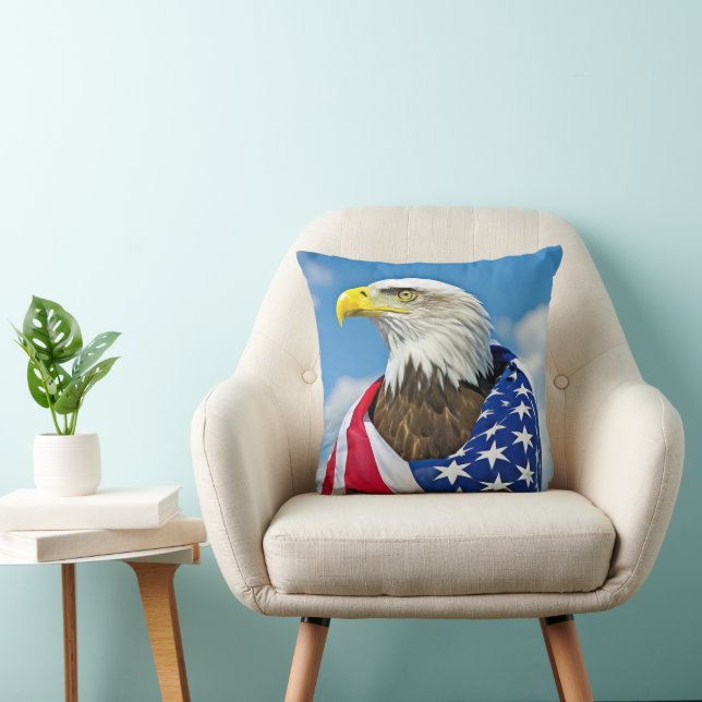 American Flag With Bald Eagle Cushion (Chair)