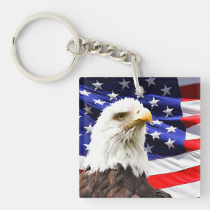 American Flag with Bald Eagle Key Ring