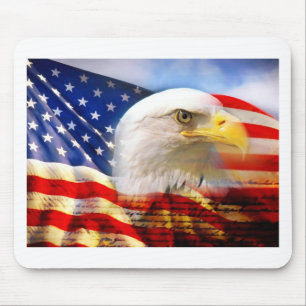 American Flag with Bald Eagle Mouse Mat