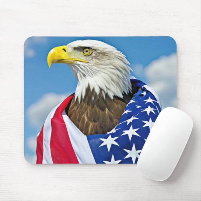 American Flag With Bald Eagle Mouse Mat (With Mouse)