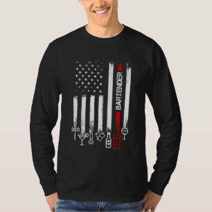 American Flag with Bartender for women men father T-Shirt