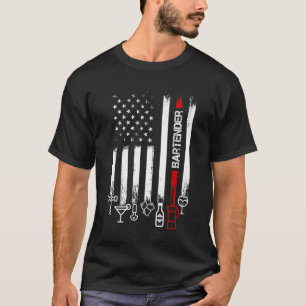 American Flag with Bartender for women men father T-Shirt