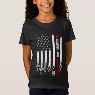 American Flag with Bartender for women men father T-Shirt