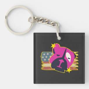 American Flag with Bulldog Key Ring