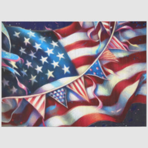 American Flag with Bunting Patriotic Tissue Paper