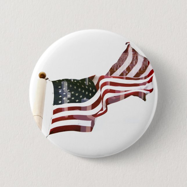 American Flag with Crosses 6 Cm Round Badge (Front)