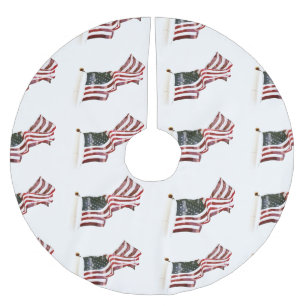 American Flag with Crosses Brushed Polyester Tree Skirt