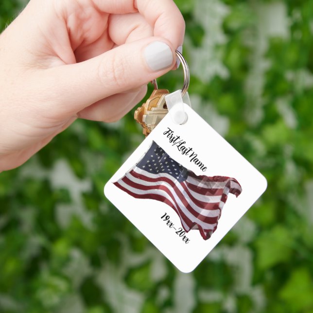 American Flag with Crosses Key Ring (Hand)