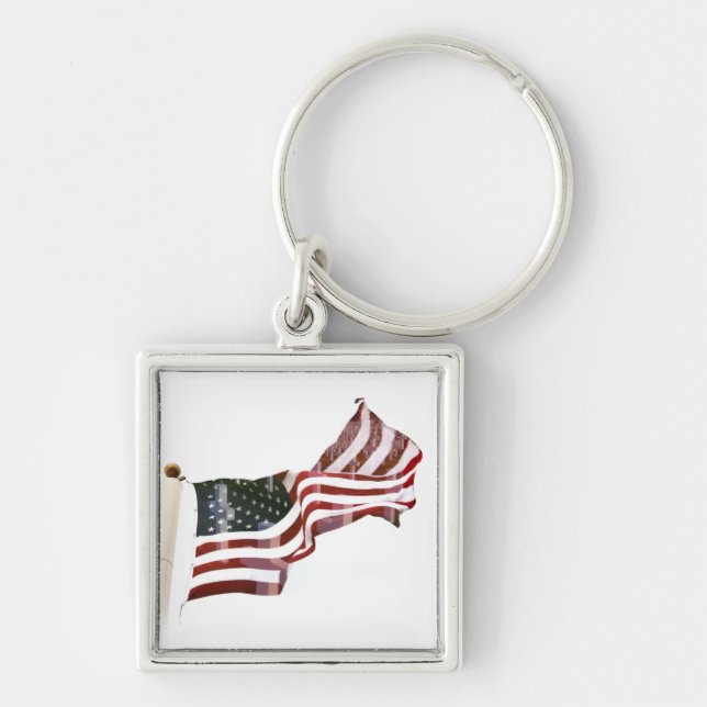 American Flag with Crosses Key Ring (Front)