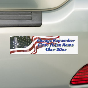 American Flag with Crosses Memorial Bumper Sticker