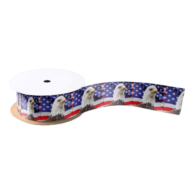 American Flag with Eagle Satin Ribbon (Spool)