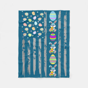 American flag with easter eggs & bunny for fleece blanket