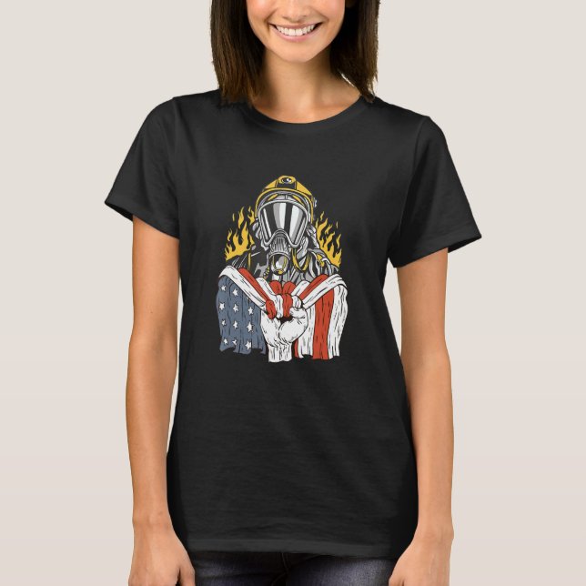 American Flag with Firefighter T-Shirt (Front)