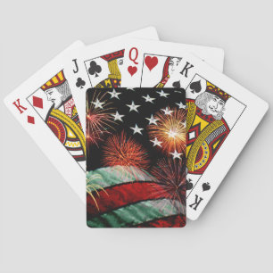 American flag with fireworks playing cards