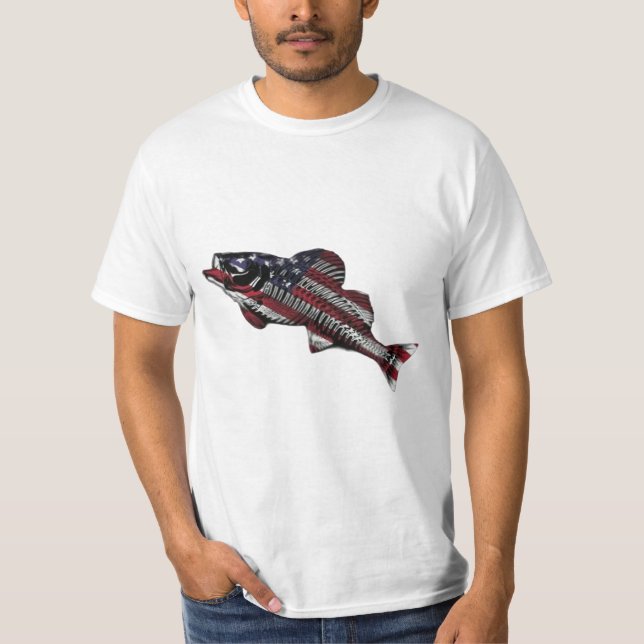 American flag with fishing 🎣 T-Shirt (Front)