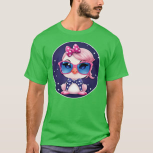 American Flag with Flamingo Cartoon-14484 T-Shirt