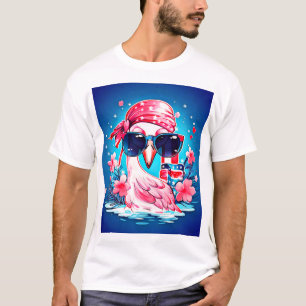 American Flag with Flamingo Cartoon-69681 T-Shirt