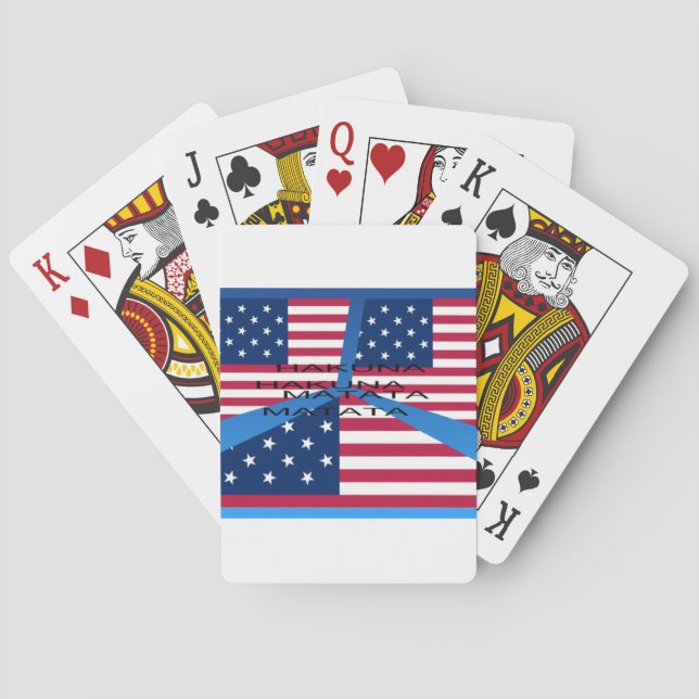 American Flag with Hakuna Matata: Patriotic Design Playing Cards (Back)