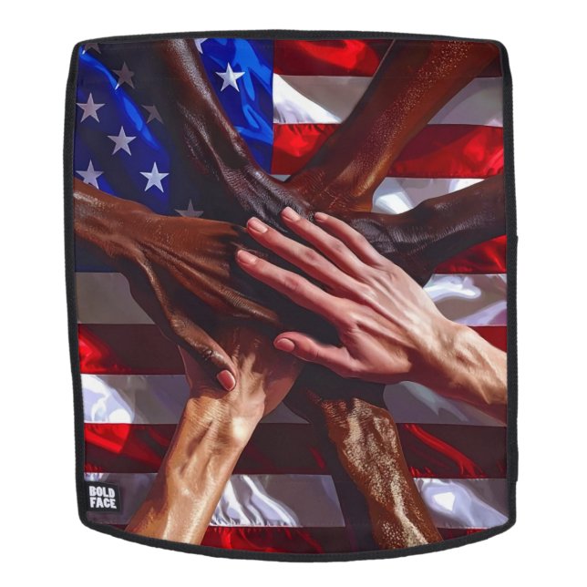 American Flag with hands from various Americans Backpack (Removable Face)