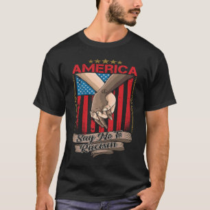 American flag with hands holding say no to racisms T-Shirt
