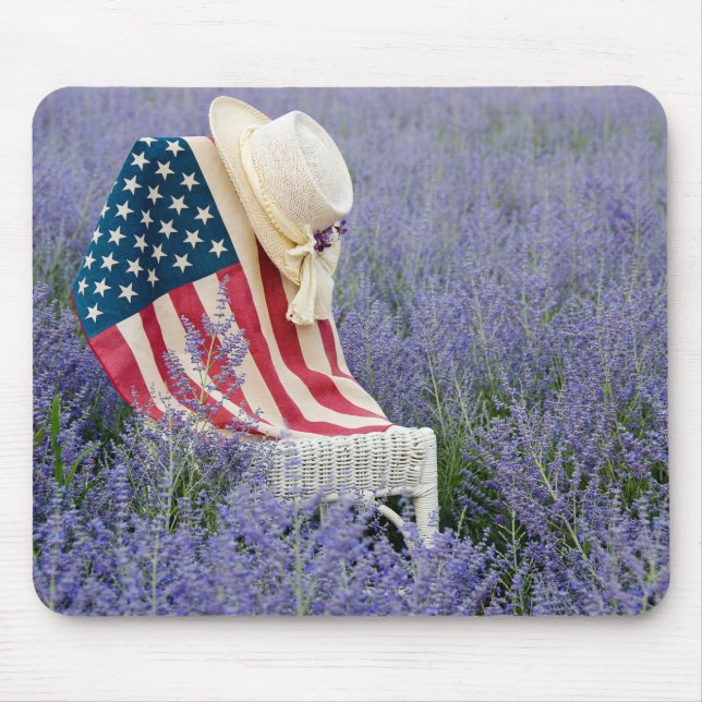 American Flag with Hat on Chair Mouse Mat (Front)