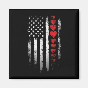 American Flag With Heart Valentine Mens Magnet