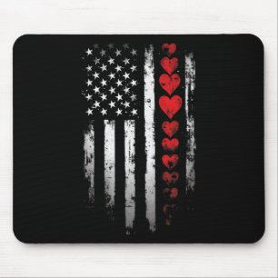 American Flag With Heart Valentine Mens Mouse Mat