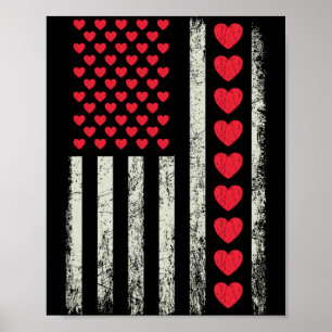 American Flag With Hearts Valentine S Day  Poster