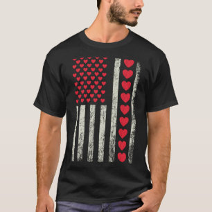 American Flag With Hearts Valentine S Day T-Shirt