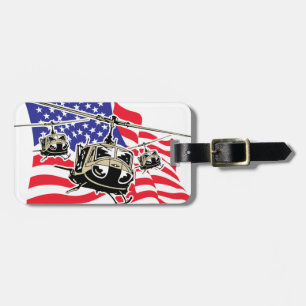 American Flag with Helicopters Luggage Tag