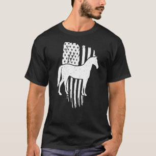 American Flag With Horse Vintage Look US Patriotic T-Shirt