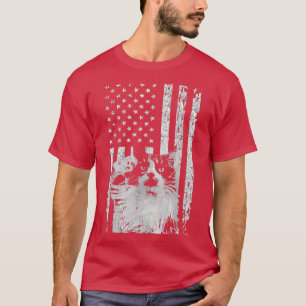 American Flag With Kitten Saluting, Patriotic Cat T-Shirt