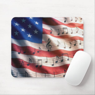 American Flag With Musical Notes Mouse Mat