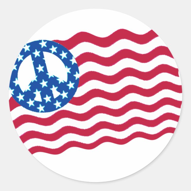 American Flag with Peace Symbol Stickers (Front)