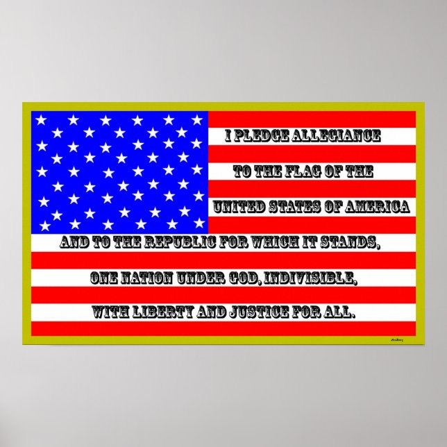 American flag with pledge poster (Front)