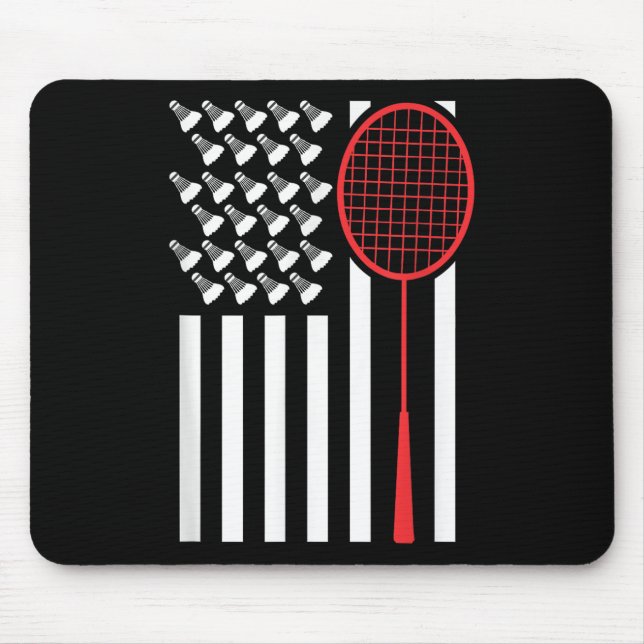 American Flag With Shuttles Funny Badminton T Shir Mouse Mat (Front)