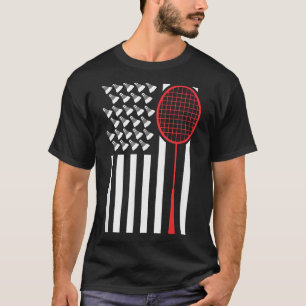 American Flag With Shuttles Funny Badminton T Shir T-Shirt