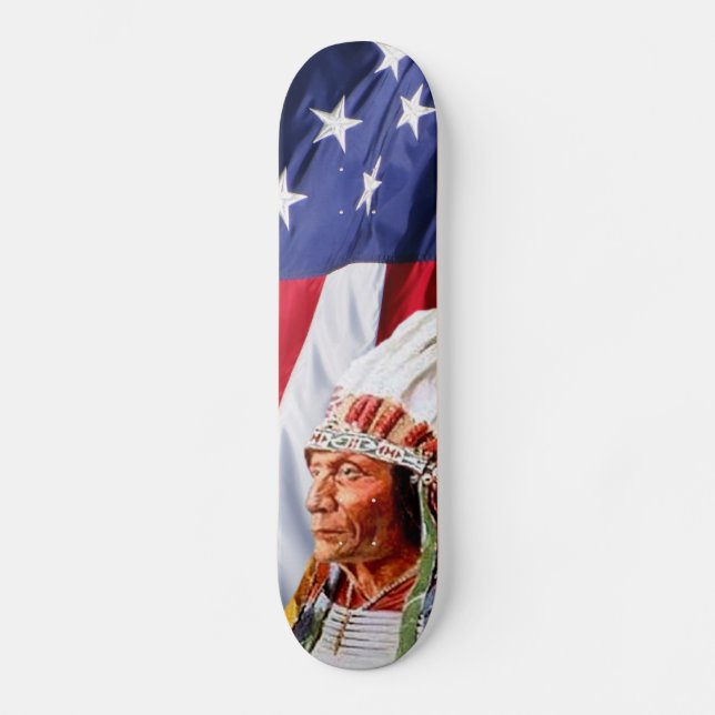 American Flag with Sitting Bull Skateboard (Front)
