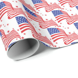 American flag with stars wrapping paper