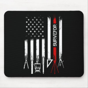 American Flag With Surveyor For Women Men Father  Mouse Mat