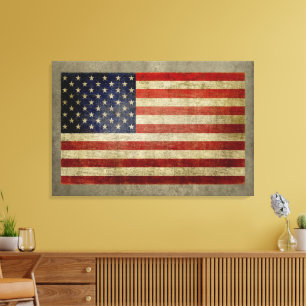 American Flag with vintage, weathered finish Canvas Print
