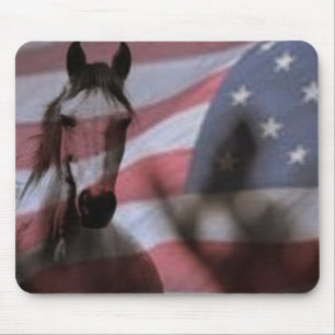 American Flag with Wild Horse Mouse Mat