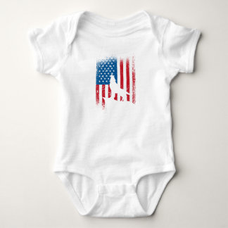 American flag wolf design for wolf lovers baby bodysuit
