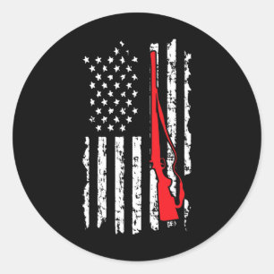 American Flag Women Men Shotgun Hunting  Classic Round Sticker