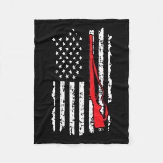 American Flag Women Men Shotgun Hunting  Fleece Blanket