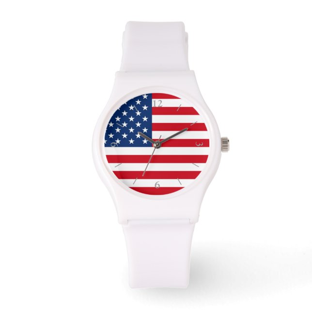 American Flag Women's White Watch (Front)
