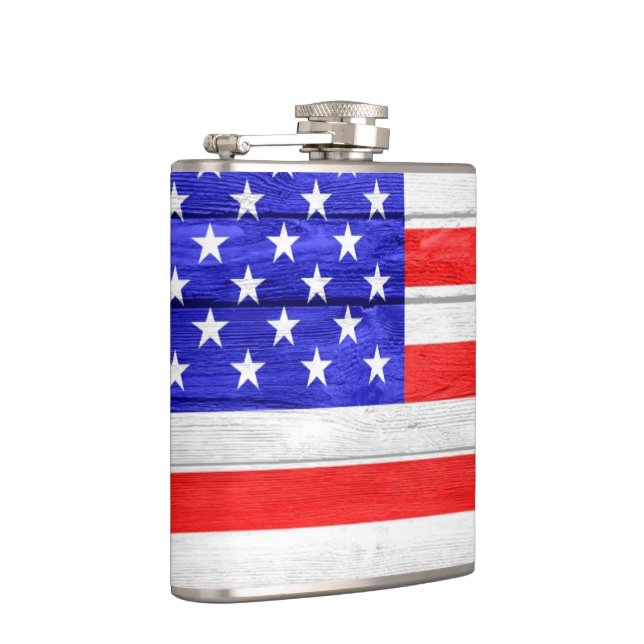 American Flag Wood Hip Flask (Right)
