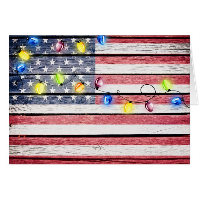 American Flag Wood Image Christmas (Front Horizontal)